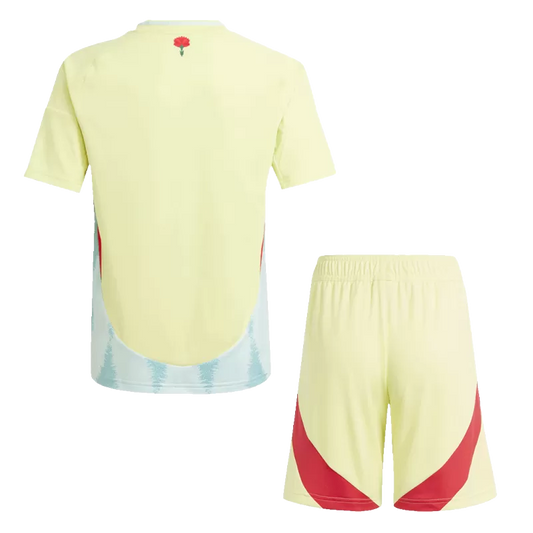Kid's Spain Away Soccer Jersey Kit(Jersey+Shorts) EURO 2024/25