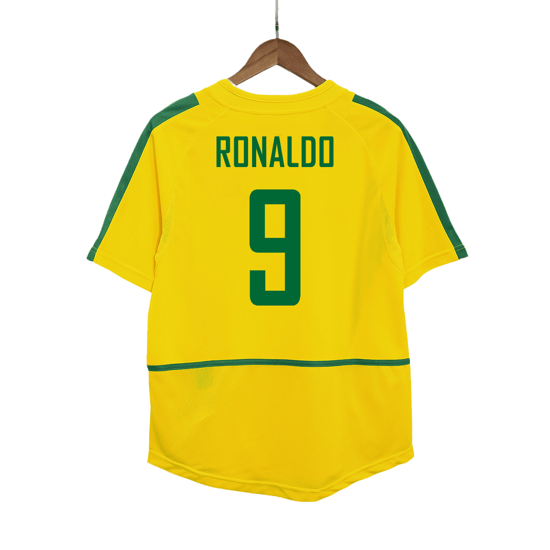 Brazil RONALDO #9 Home Retro Soccer Jersey 2002/03