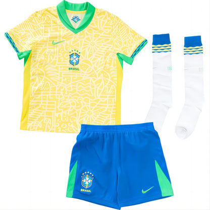 Kid's Brazil Home Jerseys Full Kit Copa América 2024