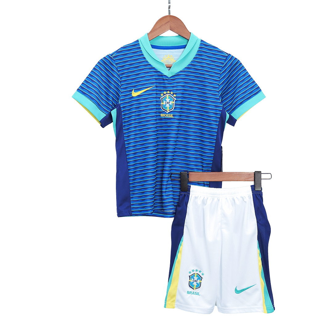 Kid's Brazil Away Jerseys Kit(Jersey+Shorts) Copa América 2024