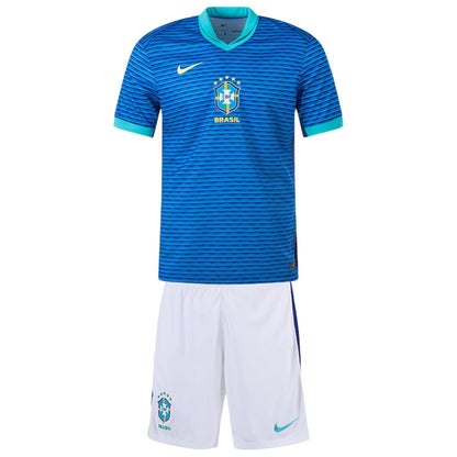 Kid's Brazil Away Jerseys Kit(Jersey+Shorts) Copa América 2024