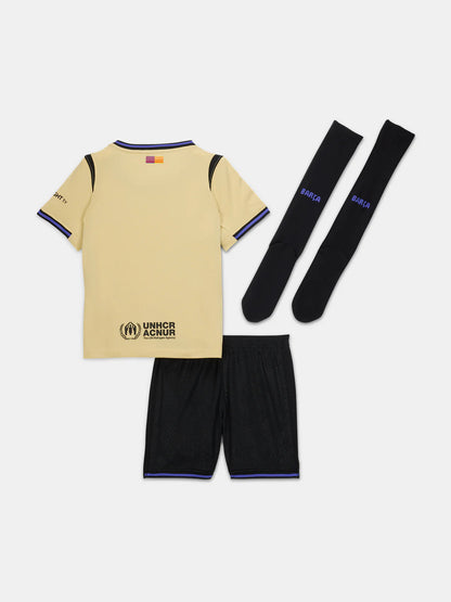 Kid‘s Barcelona Away Soccer Jerseys (Jersey+Short+Socks) Kit 2025/26 topsoccerjerseys.com
