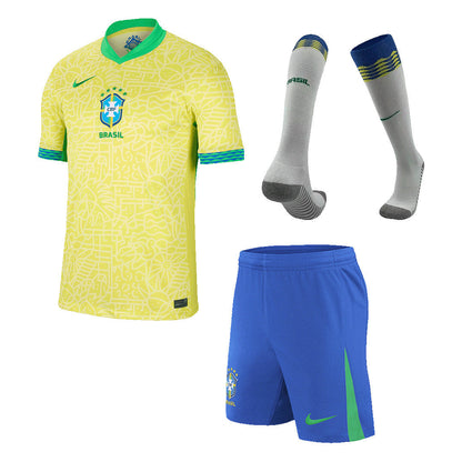 [Super Quailty] Men's Brazil Home Jersey Full Kit Copa América 2024