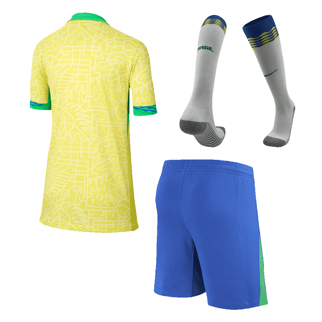 Kid's Brazil Home Jerseys Full Kit Copa América 2024