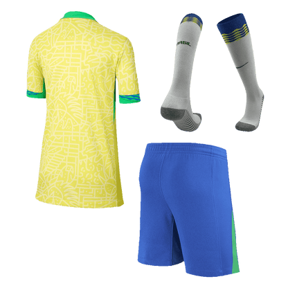 Kid's Brazil Home Jerseys Full Kit Copa América 2024